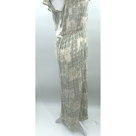 Wonderly Sage Green Smocked Maxi Dress Cottagecore Boho Prairie Romantic Size L - Picture 3 of 10